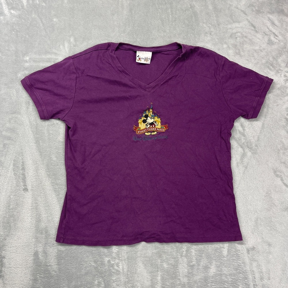 Walt Disney World Theme Parks T-Shirt Womens S Purple Mickey Mouse Castle Design